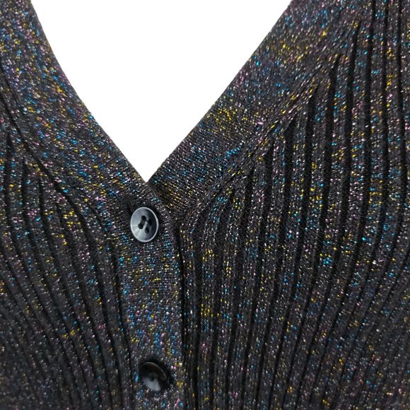 George Rainbow Metallic Ribbed Button-up Cardigan Large - Picture 5 of 8